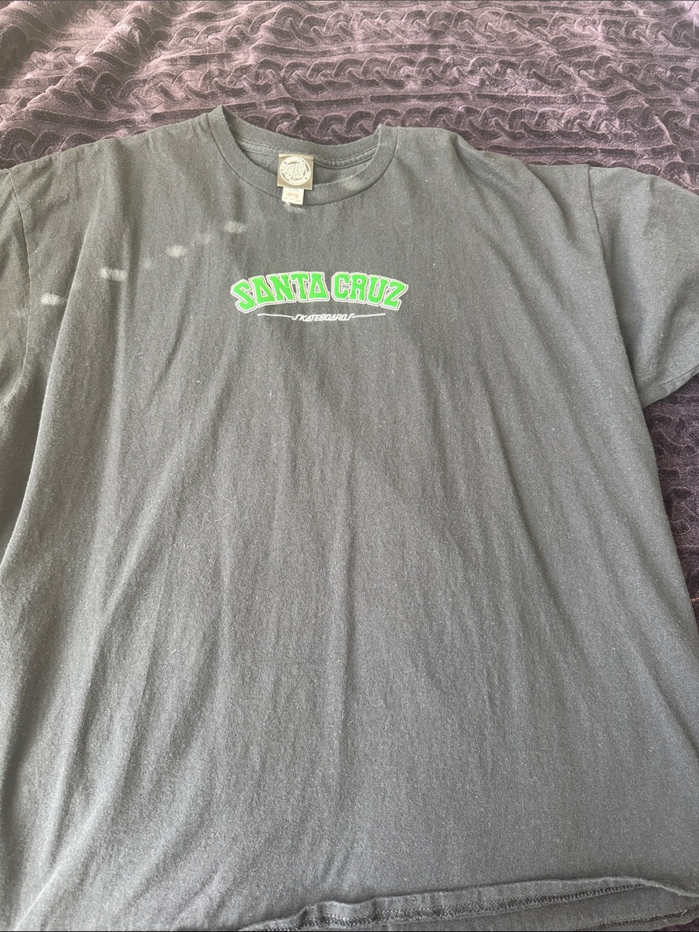 Santa Cruz Skateboards Black T-Shirt with Neon Green Logo